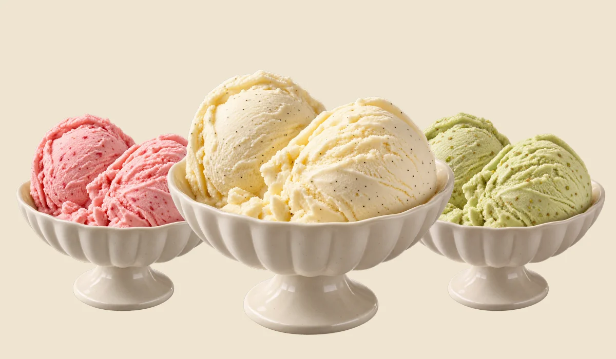Glace à la vanille dans le concept de design OLIVA DOLCE